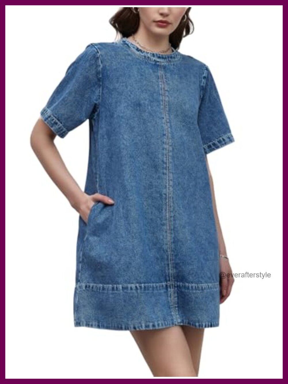 Denim Cotton Blend Mini Dress